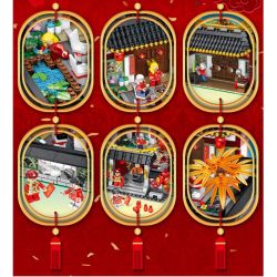 PanlosBrick 610001 Panlos Brick 610001 non  TẾT CỔ TRUYỀN ĐÔNG VUI bộ đồ chơi xếp lắp ráp ghép mô hình Mini Modular THE SPRING FESTIVAL Đường Phố Thu Nhỏ 1566 khối