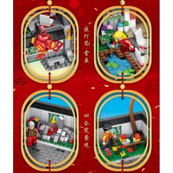 PanlosBrick 610001 Panlos Brick 610001 non  TẾT CỔ TRUYỀN ĐÔNG VUI bộ đồ chơi xếp lắp ráp ghép mô hình Mini Modular THE SPRING FESTIVAL Đường Phố Thu Nhỏ 1566 khối