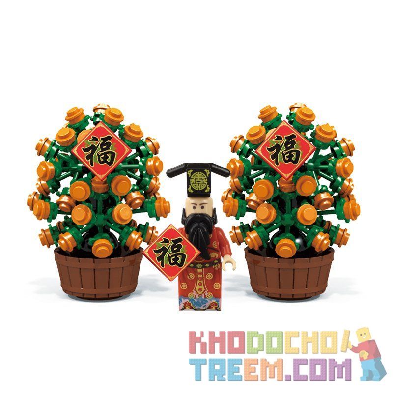 PanlosBrick 601000 Panlos Brick 601000 Xếp hình kiểu  SEASONAL Kumquat Tree With God Of Wealth Thần Tài Và Cây Quất Ngày Tết 215 khối