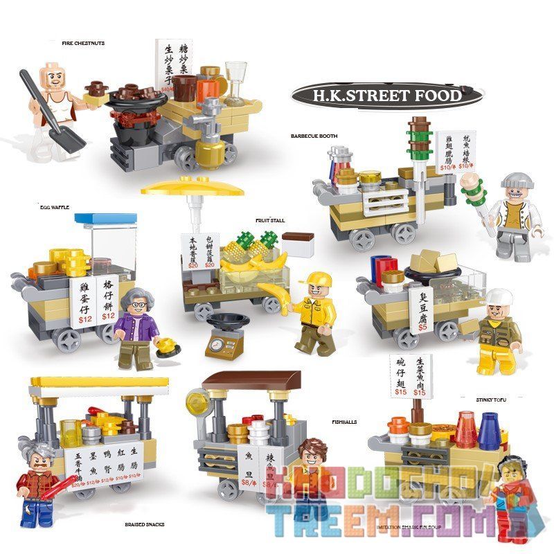 XIPOO XP93210A 93210A Xếp hình kiểu  CITY Hong Kong Street Food Món ăn đường Phố 814 khối