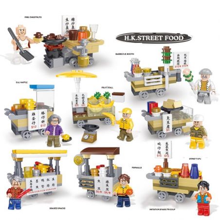 XIPOO XP93210A 93210A Xếp hình kiểu  CITY Hong Kong Street Food Món ăn đường Phố 814 khối