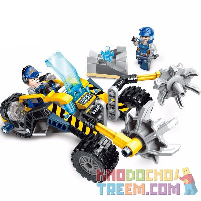 Enlighten 2403 Qman 2403 non  XE CHOPPER NGHIỀN ĐÁ bộ đồ chơi xếp lắp ráp ghép mô hình Kyanite Squad KYANITE SQUAD STONE CHOPPER Đội Khai Khoáng 128 khối