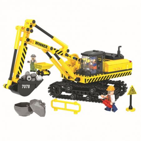 IBLOCK PL-920-109 920-109 PL920-109 Winner 7078 non  MÁY XÚC bộ đồ chơi xếp lắp ráp ghép mô hình City LITTLE ENGINEERS Thành Phố 537 khối