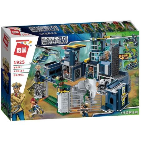 Enlighten 1925 Qman 1925 non  TRỤ SỞ CẢNH SÁT TRONG RỪNG bộ đồ chơi xếp lắp ráp ghép mô hình Police BATTLE FORCE 961 khối