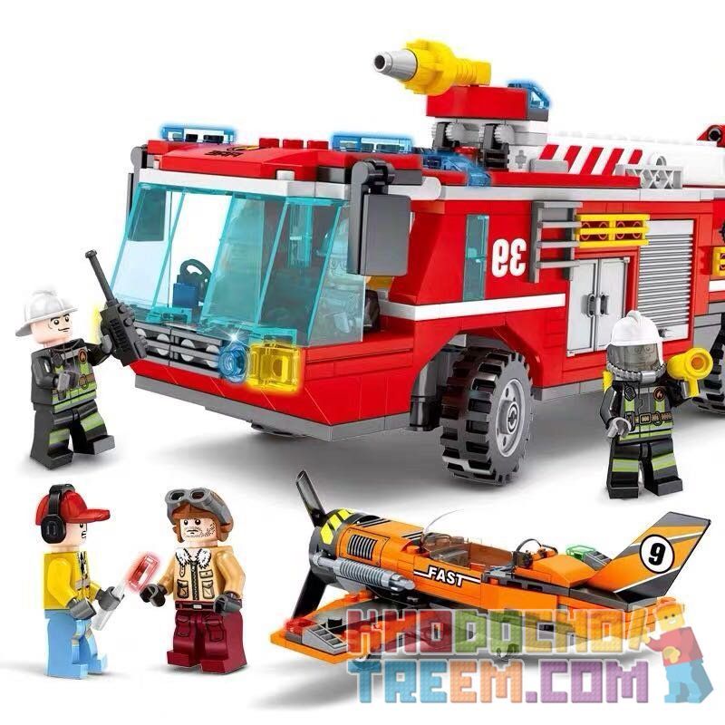 SEMBO 603039 non  XE CỨU HỎA SÂN BAY bộ đồ chơi xếp lắp ráp ghép mô hình Fire Rescure FIRE FRONTLINE 580 khối