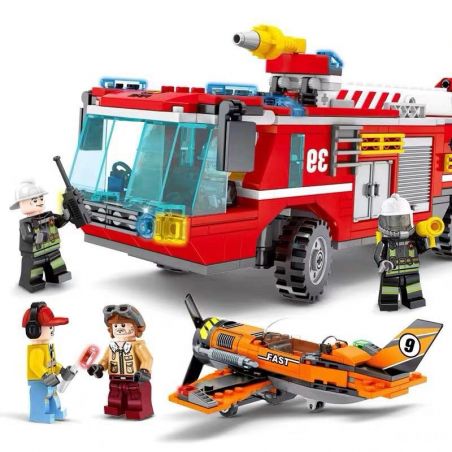 SEMBO 603039 non  XE CỨU HỎA SÂN BAY bộ đồ chơi xếp lắp ráp ghép mô hình Fire Rescure FIRE FRONTLINE 580 khối