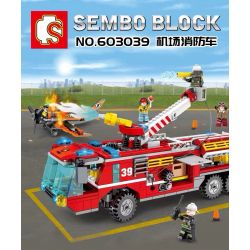 SEMBO 603039 non  XE CỨU HỎA SÂN BAY bộ đồ chơi xếp lắp ráp ghép mô hình Fire Rescure FIRE FRONTLINE 580 khối