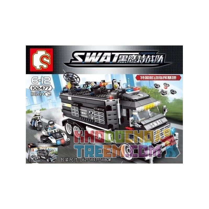 SEMBO 102477 non  ĐỘI CẢNH SÁT ĐẶC NHIỆM SWAT bộ đồ chơi xếp lắp ráp ghép mô hình Swat Special Force 1164 khối