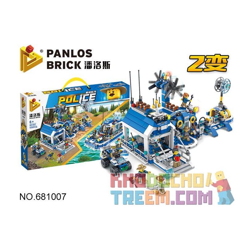 PanlosBrick 681007 Panlos Brick 681007 non  ĐỒN CẢNH SÁT RỪNG bộ đồ chơi xếp lắp ráp ghép mô hình Police 939 khối