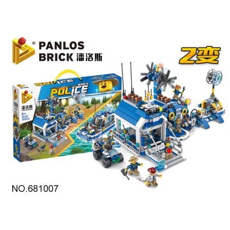 PanlosBrick 681007 Panlos Brick 681007 non  ĐỒN CẢNH SÁT RỪNG bộ đồ chơi xếp lắp ráp ghép mô hình Police 939 khối