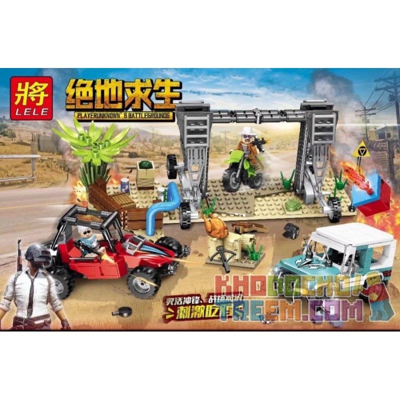 LELE 36049 non  CUỘC CHIẾN SINH TỒN bộ đồ chơi xếp lắp ráp ghép mô hình Pubg Battlegrounds Bắn Súng 569 khối
