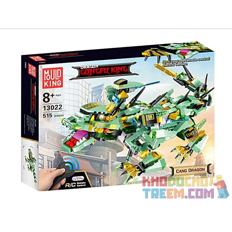 MouldKing 13022 Mould King 13022 non  RỒNG XANH ĐIỀU KHIỂN TỪ bộ đồ chơi xếp lắp ráp ghép mô hình The  Ninjago Movie DRAGON GONGFU KING CANG Ninja Lốc Xoáy 515 khối