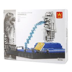 WANGE 4218 non  TƯỢNG SƯ TỬ CÁ SINGAPORE bộ đồ chơi xếp lắp ráp ghép mô hình Architecture THE MERLION STATYE SINGAPORE Công Trình Kiến Trúc 503 khối