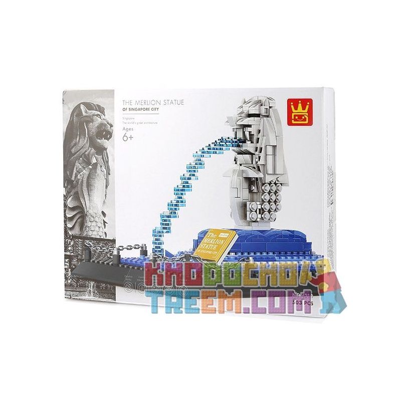 WANGE 4218 non  TƯỢNG SƯ TỬ CÁ SINGAPORE bộ đồ chơi xếp lắp ráp ghép mô hình Architecture THE MERLION STATYE SINGAPORE Công Trình Kiến Trúc 503 khối