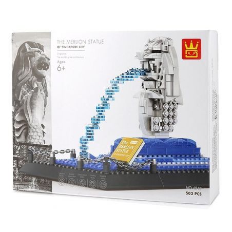 WANGE 4218 non  TƯỢNG SƯ TỬ CÁ SINGAPORE bộ đồ chơi xếp lắp ráp ghép mô hình Architecture THE MERLION STATYE SINGAPORE Công Trình Kiến Trúc 503 khối