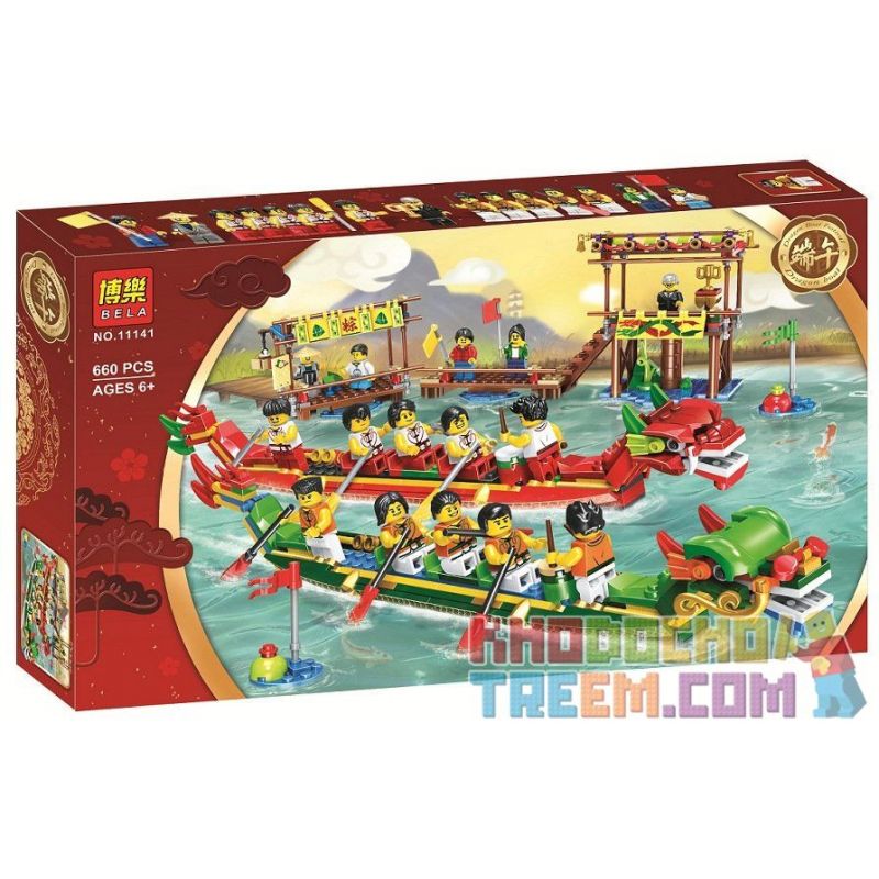 SEMBO 12621 12622 12623 12624 12625 12626 12627 12620 non  ĐUA THUYỀN RỒNG bộ đồ chơi xếp lắp ráp ghép mô hình Seasonal FRONT OF THE WAR Mùa Lễ Hội 499 khối