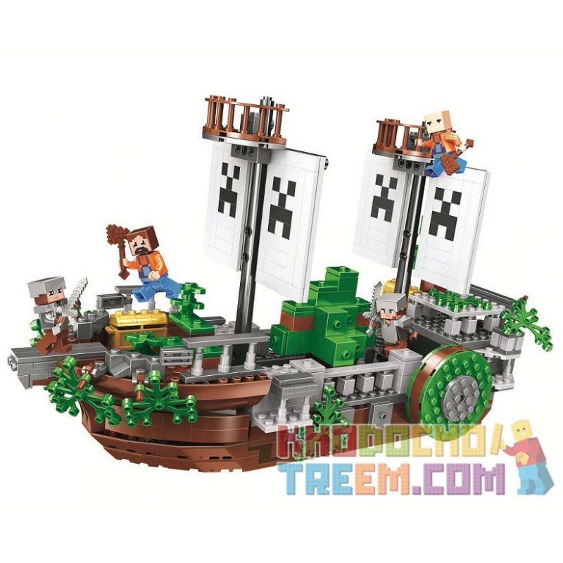 Bela 11139 Lari 11139 non  THUYỀN VƯỢT BIỂN bộ đồ chơi xếp lắp ráp ghép mô hình Minecraft MY WORLD Game Xây Dựng 630 khối