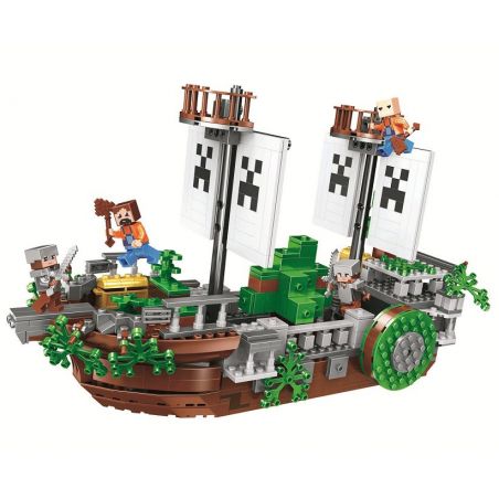 Bela 11139 Lari 11139 non  THUYỀN VƯỢT BIỂN bộ đồ chơi xếp lắp ráp ghép mô hình Minecraft MY WORLD Game Xây Dựng 630 khối