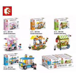 SEMBO 601101 601102 601103 601104 non  XE BÁN HÀNG RONG bộ đồ chơi xếp lắp ráp ghép mô hình City SEMBO BLOCK Thành Phố 606 khối