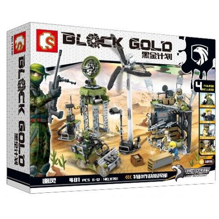 SEMBO 11701 non  CĂN CỨ TRÊN SA MẠC bộ đồ chơi xếp lắp ráp ghép mô hình Black Gold Cuộc Chiến Vàng Đen 481 khối