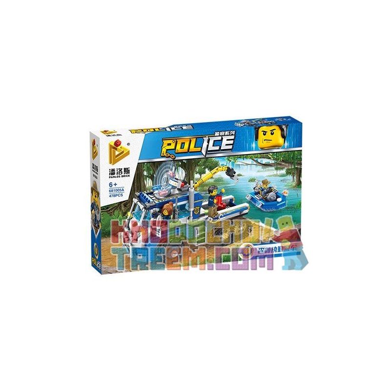 PanlosBrick 681005A Panlos Brick 681005A non  XE KÉO VÀ CA NÔ TUẦN TRA bộ đồ chơi xếp lắp ráp ghép mô hình Police Cảnh Sát 478 khối