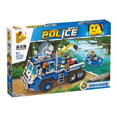 PanlosBrick 681005A Panlos Brick 681005A non  XE KÉO VÀ CA NÔ TUẦN TRA bộ đồ chơi xếp lắp ráp ghép mô hình Police Cảnh Sát 478 khối