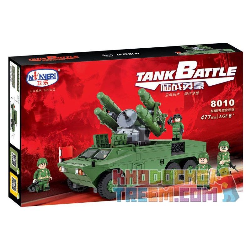 Winner 8010 non  DÀN TÊN LỬA PHÒNG KHÔNG bộ đồ chơi xếp lắp ráp ghép mô hình Tank Battle TANKBATTLE Xe Tăng Đối Đầu 477 khối