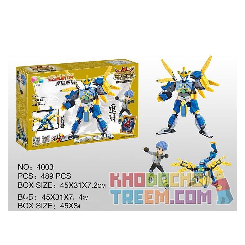 QIZHILE 4003 Xếp hình kiểu  CREATOR 3 IN 1 Người Máy Rồng Xanh Cần Dịch 475 khối