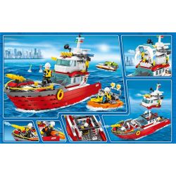 SEMBO 603036 non  TÀU CỨU HỎA TRÊN BIỂN bộ đồ chơi xếp lắp ráp ghép mô hình Fire Rescure FIRE FRONTLINE 474 khối