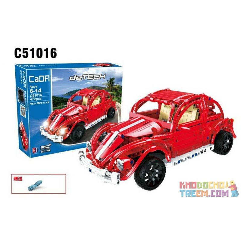 DOUBLEE CADA C51016 51016 non  XE BEETLES ĐỎ bộ đồ chơi xếp lắp ráp ghép mô hình  RED BEETLES Kỹ Thuật Công Nghệ Cao Mô Hình Phương Tiện 472 khối