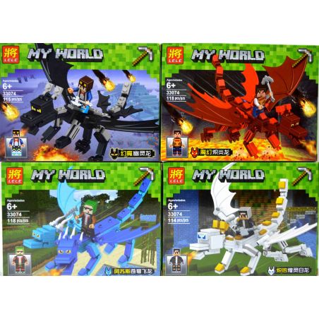 LELE 33074A 33074B 33074C 33074D non  RỒNG NGUYÊN TỐ 4 MẪU bộ đồ chơi xếp lắp ráp ghép mô hình Minecraft MY WORLD Game Xây Dựng 465 khối