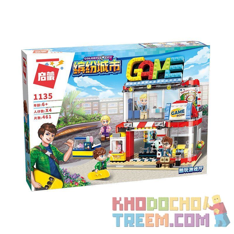 Enlighten 1135 Qman 1135 non  TIỆM TRÒ CHƠI bộ đồ chơi xếp lắp ráp ghép mô hình Colorful City COLORFULCITY Thành Phố Sắc Màu 461 khối