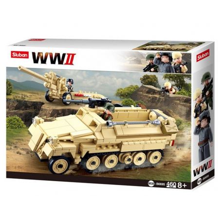 SLUBAN M38-B0695 B0695 0695 M38B0695 38-B0695 non  XE BỌC THÉP VÀ PHÁO PHÒNG KHÔNG bộ đồ chơi xếp lắp ráp ghép mô hình World War Ii SD.KFZ.251 HALF-TRACK、K18 105MM CANNON Chiến Tranh Thế Giới Thứ 2 460 khối