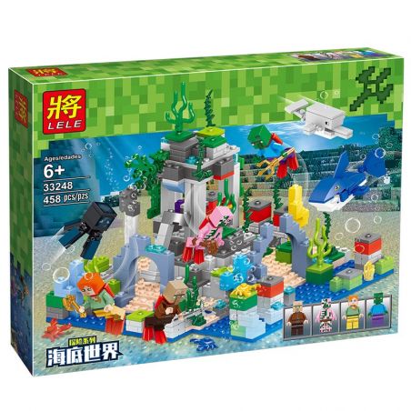 LELE 33248 non  VÙNG ĐẤT DƯỚI ĐÁY BIỂN bộ đồ chơi xếp lắp ráp ghép mô hình Minecraft MY WORLD Game Xây Dựng 458 khối