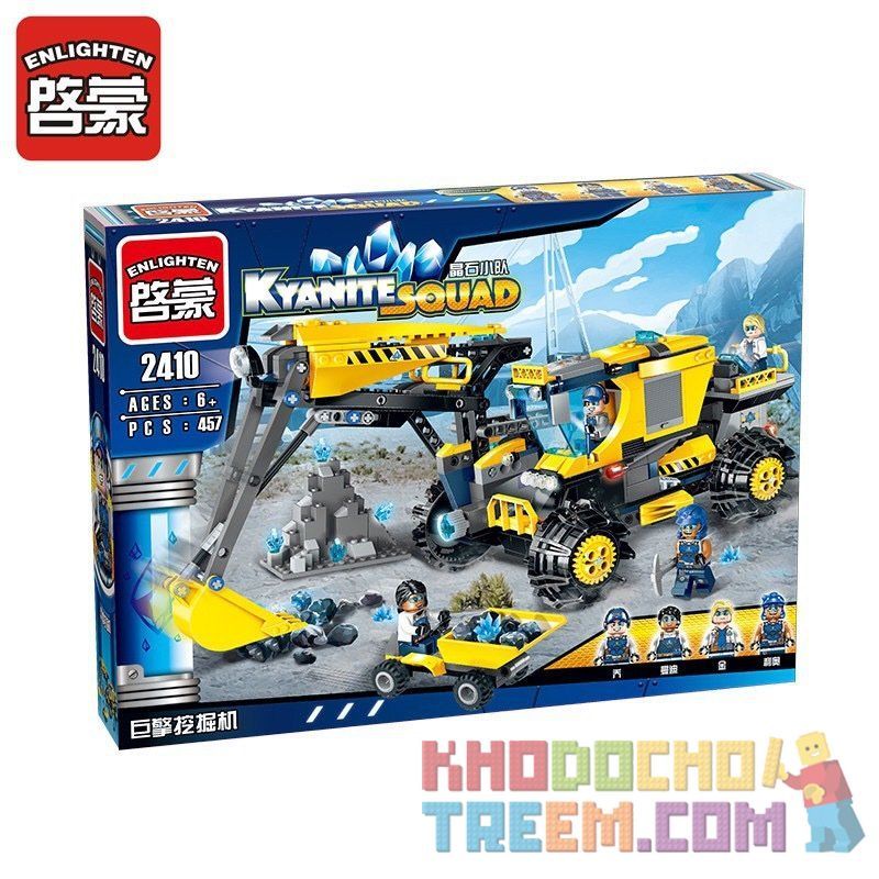 Enlighten 2410 Qman 2410 non  MÁY XÚC KHAI THÁC MỎ ĐÁ QUÝ bộ đồ chơi xếp lắp ráp ghép mô hình Kyanite Squad KYANITE SQUAD EXCAVATOR Đội Khai Khoáng 457 khối