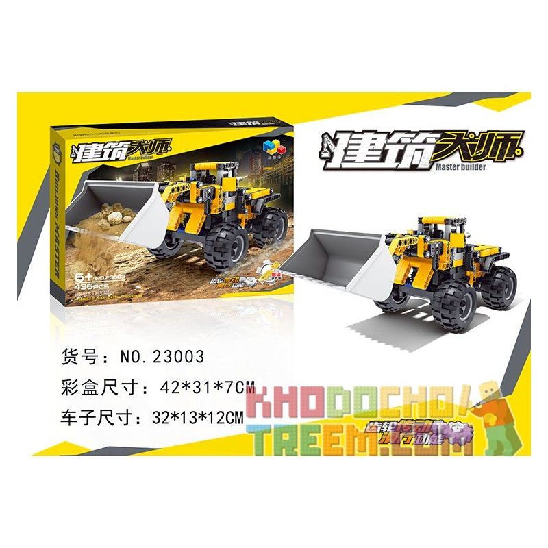 QIZHILE 23003 non  XE TẢI KỸ THUẬT bộ đồ chơi xếp lắp ráp ghép mô hình Master Bulider Cỗ Máy Xây Dựng 436 khối
