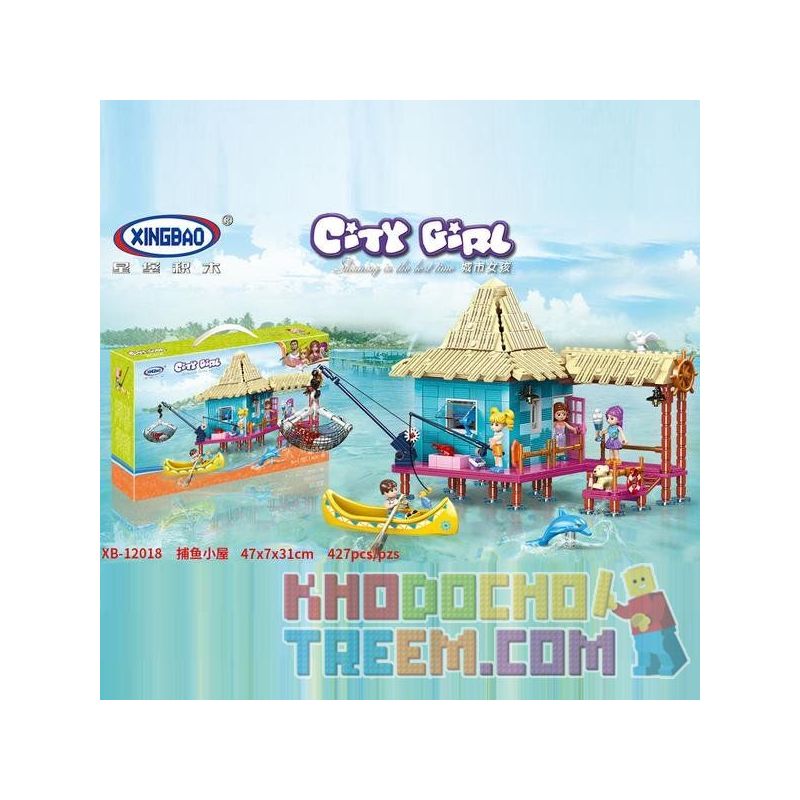 XINGBAO XB-12018 12018 XB12018 non  CHÒI CÂU CÁ bộ đồ chơi xếp lắp ráp ghép mô hình City Girl CITYGIRL FISHING COTTAGE Thành Phố Con Gái 427 khối