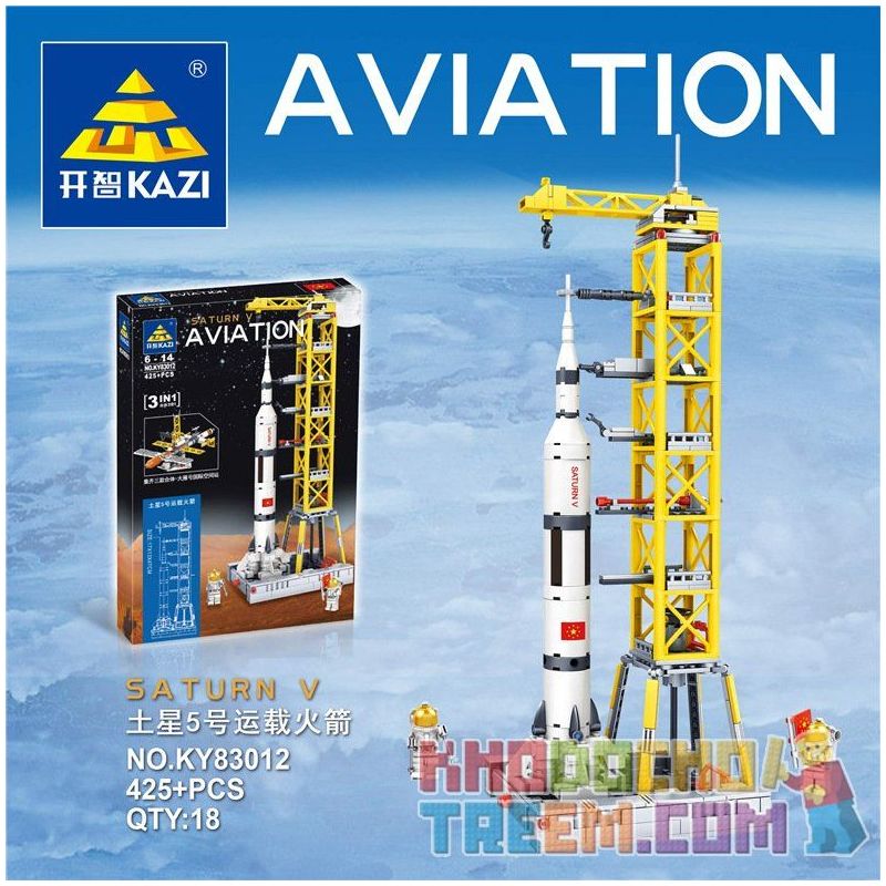 Kazi KY83012 83012 non  TÊN LỬA bộ đồ chơi xếp lắp ráp ghép mô hình City SATURN V Thành Phố 425 khối