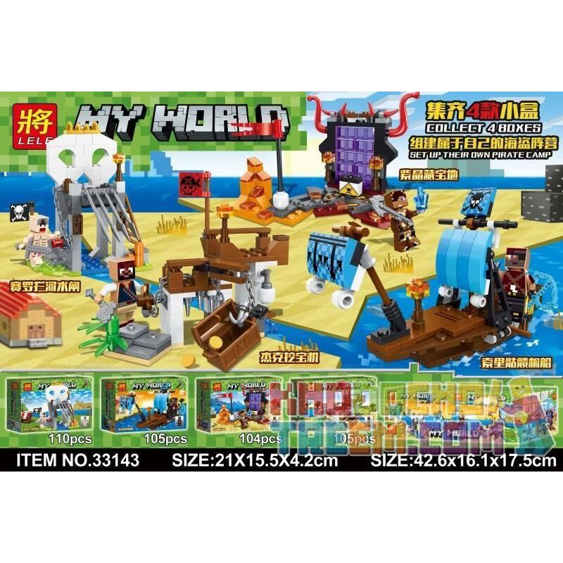 LELE 33143 non  HẢI TẶC bộ đồ chơi xếp lắp ráp ghép mô hình Minecraft MY WORLD Game Xây Dựng 424 khối