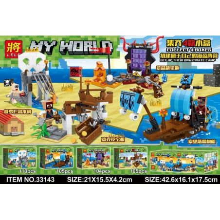 LELE 33143 non  HẢI TẶC bộ đồ chơi xếp lắp ráp ghép mô hình Minecraft MY WORLD Game Xây Dựng 424 khối