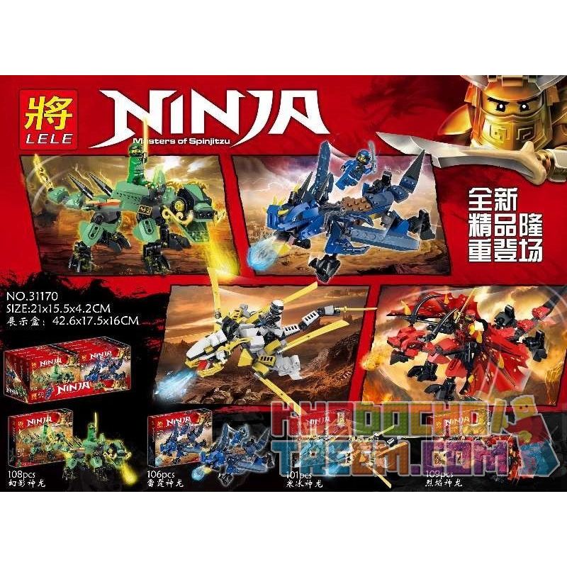 LELE 31170 non  RỒNG NGUYÊN TỐ bộ đồ chơi xếp lắp ráp ghép mô hình The  Ninjago Movie NINJA MASTERS OF SPINJITZU Ninja Lốc Xoáy 424 khối
