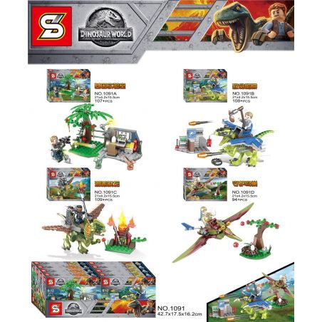SHENG YUAN SY SY1091 1091 1091A 1091B 1091C 1091D non  THẾ GIỚI KHỦNG LONG 4 TRONG 1 bộ đồ chơi xếp lắp ráp ghép mô hình Dino DINOSAUR WORLD 418 khối