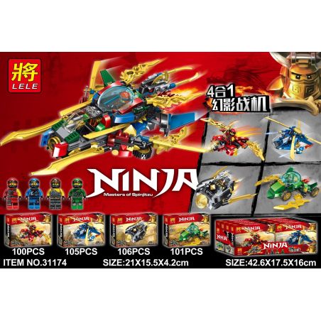 LELE 31174 non  SIÊU XE NINJAGO 4 MẪU bộ đồ chơi xếp lắp ráp ghép mô hình The  Ninjago Movie NINJA MASTERS OF SPINJITZU Ninja Lốc Xoáy 412 khối