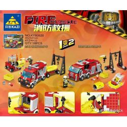 Kazi KY80520 80520 non  XE CỨU HỎA RỪNG ĐẦU KÉO CHỮA CHÁY 1 ĐẾN 2 bộ đồ chơi xếp lắp ráp ghép mô hình Fire Rescure FIRE RESCUE 412 khối