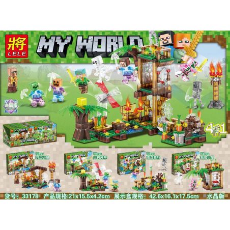 LELE 33178 non  THÁP CANH bộ đồ chơi xếp lắp ráp ghép mô hình Minecraft MY WORLD Game Xây Dựng 411 khối