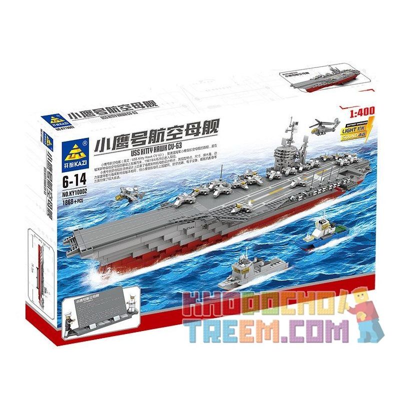 Kazi KY10002 10002 non  TÀU SÂN BAY KITTY HAWK CV-63 tỷ lệ 1:400 bộ đồ chơi xếp lắp ráp ghép mô hình Military Army USS KITTY HAWK CV-63 Quân Sự Bộ Đội 1868 khối