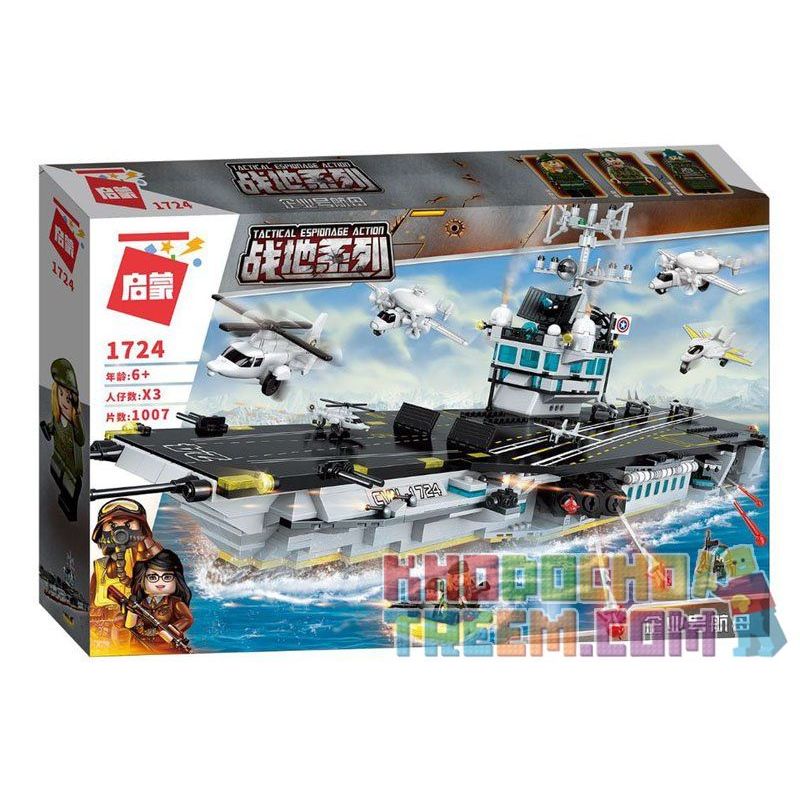 Enlighten 1724 Qman 1724 non  TÀU SÂN BAY bộ đồ chơi xếp lắp ráp ghép mô hình Tactical Espionage Action Chiến Thuật Quân Sự 1007 khối