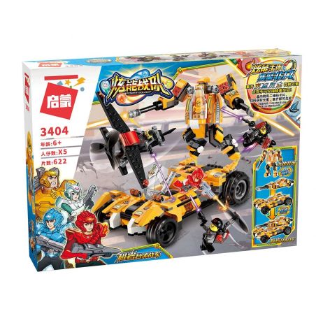 Enlighten 3404 Qman 3404 non  XE ĐUA VÀNG BIỂN ĐỔI THÀNH NGƯỜI MÁY CHIẾN ĐẤU bộ đồ chơi xếp lắp ráp ghép mô hình Power Squad Biệt Đội Siêu Đẳng 622 khối