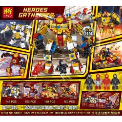 LELE 34057 non  SIÊU ANH HÙNG KẾT HỢP 4 TRONG 1 bộ đồ chơi xếp lắp ráp ghép mô hình Super Heroes HEROES GATHERING Siêu Nhân Anh Hùng 598 khối