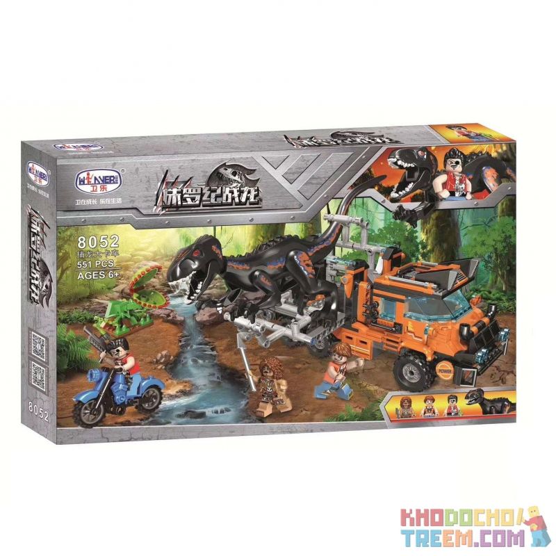 Winner 8052 non  KHỦNG LONG NỔI GIẬN bộ đồ chơi xếp lắp ráp ghép mô hình Jurassic World DINOSAUR CAPTURE TRUCK Thế Giới Khủng Long 551 khối